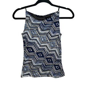 IZ Byer Blue California Shell Geometric‎ Print Top size Small